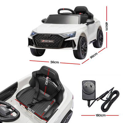 Ride On Car Licensed Audi RS3 Car for Kids 12V Remote Control White