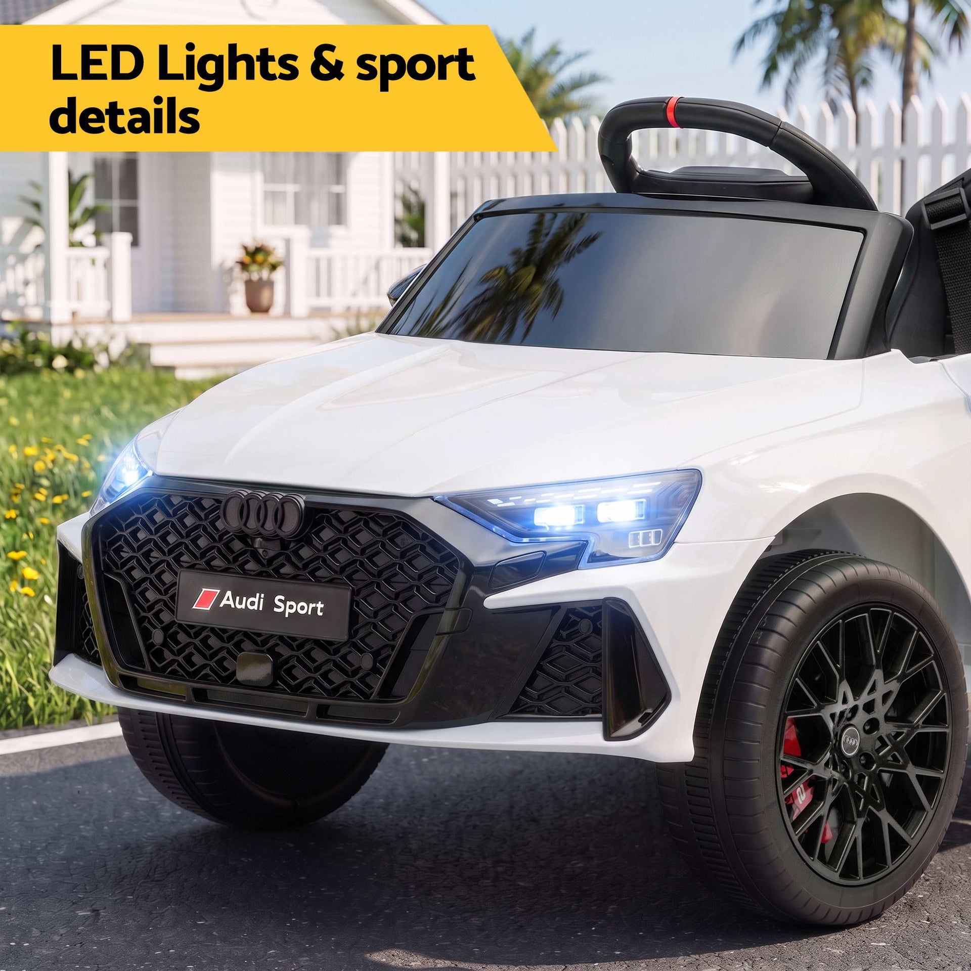 Ride On Car Licensed Audi RS3 Car for Kids 12V Remote Control White Awezingly