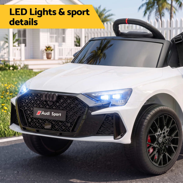 Ride On Car Licensed Audi RS3 Car for Kids 12V Remote Control White Awezingly