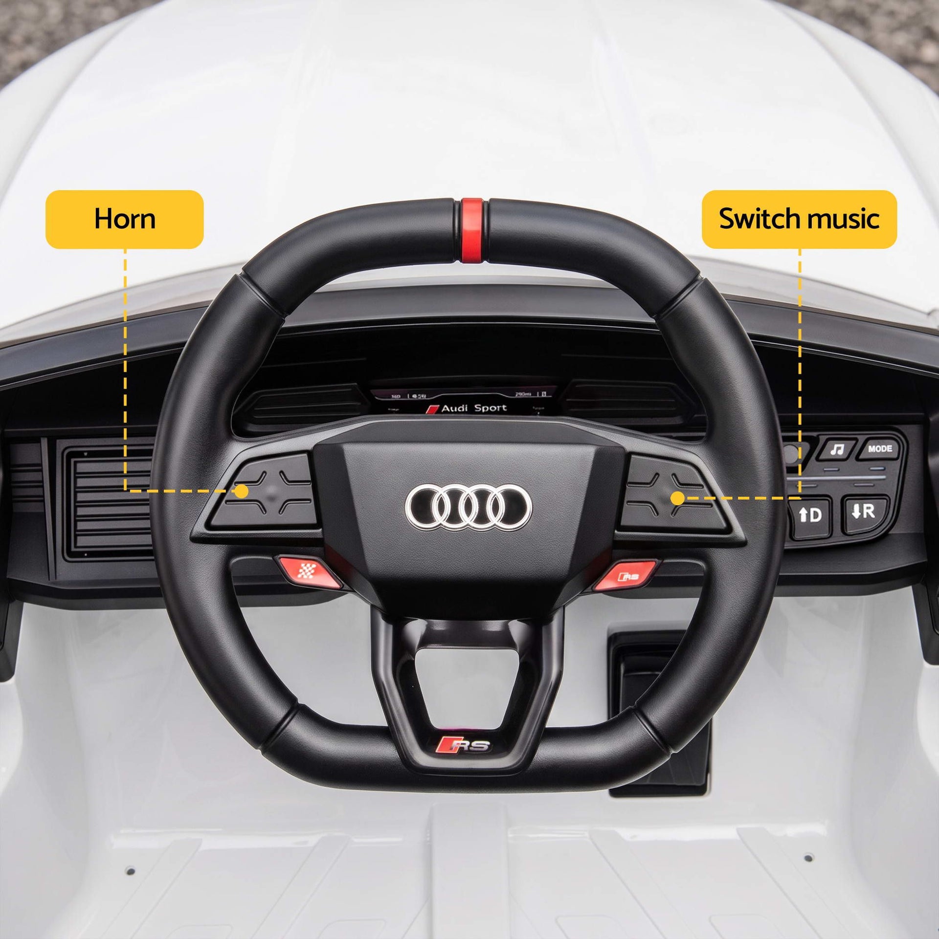 Ride On Car Licensed Audi RS3 Car for Kids 12V Remote Control White Awezingly