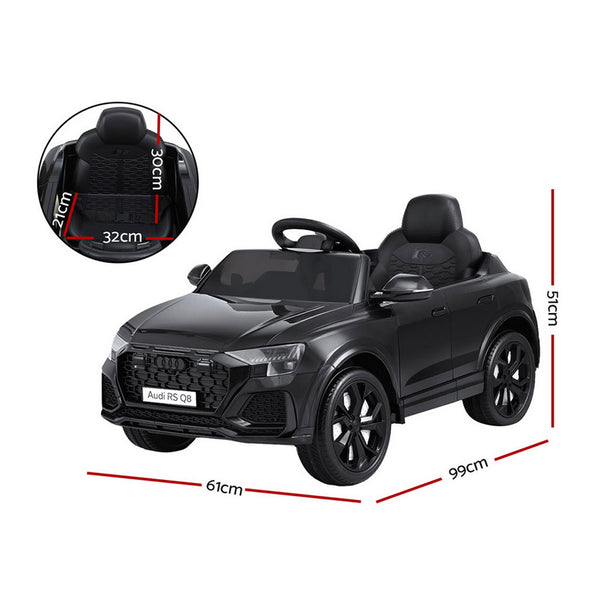 Kids Ride On Car Licensed RSQ8 Electric Toy Black Remote 12V Cars Black Awezingly