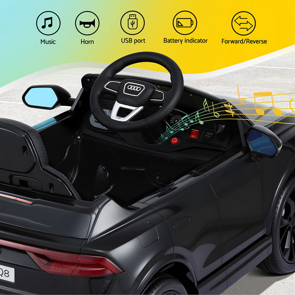 Kids Ride On Car Licensed RSQ8 Electric Toy Black Remote 12V Cars Black Awezingly