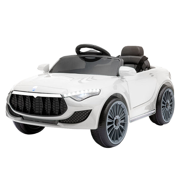 Rigo Kids Electric Ride On Car Cars Music Headlight Remote Control 12V White RIGO