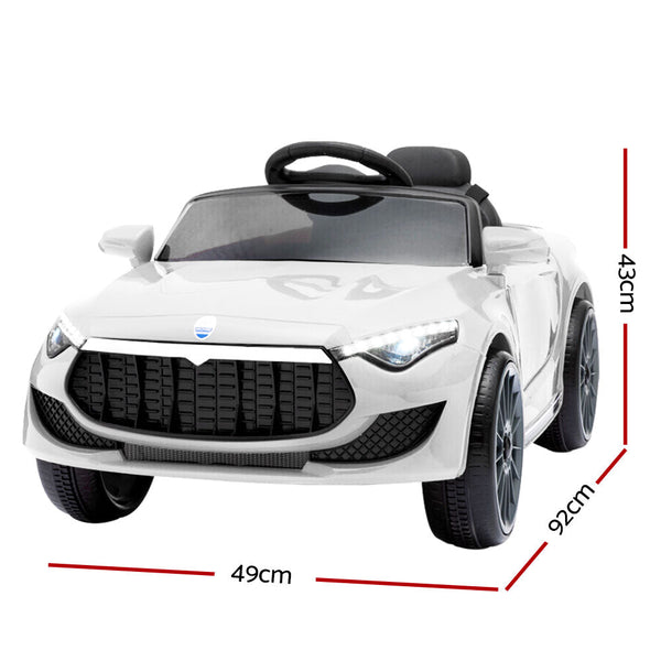 Rigo Kids Electric Ride On Car Cars Music Headlight Remote Control 12V White RIGO