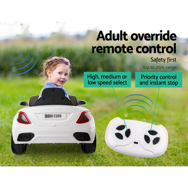 Rigo Kids Electric Ride On Car Cars Music Headlight Remote Control 12V White RIGO