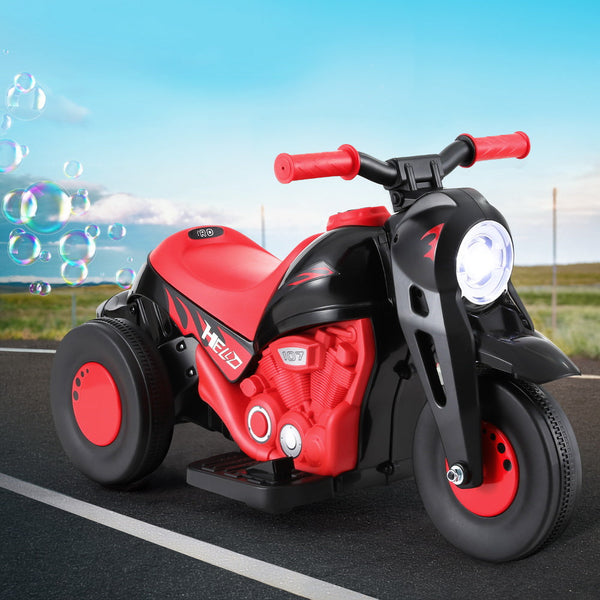 Rigo Kids Ride On Car Motorcycle Motorbike with Bubble Maker Electric Toy 6V Red RIGO