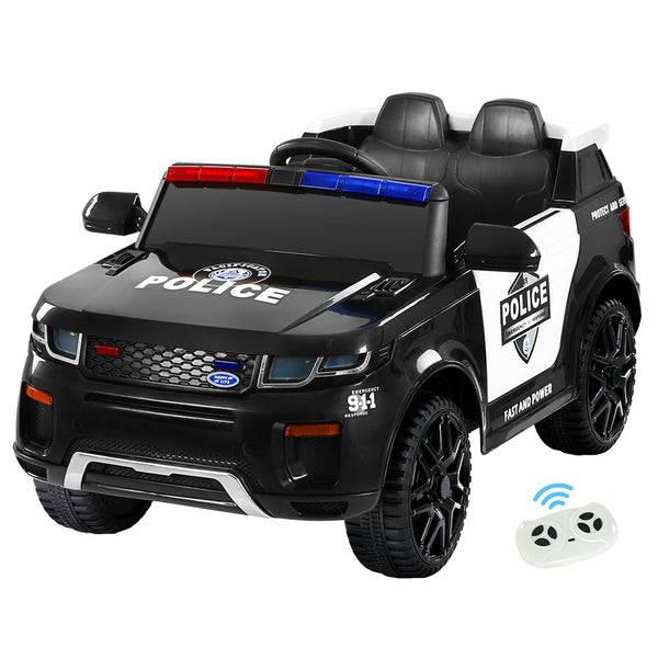 Rigo Kids Ride On Car Electric Patrol Police Toy Cars Remote Control 12V Black RIGO