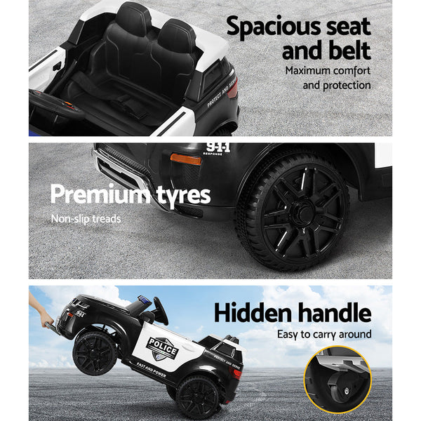 Rigo Kids Ride On Car Electric Patrol Police Toy Cars Remote Control 12V Black RIGO