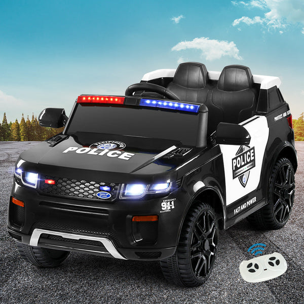 Rigo Kids Ride On Car Electric Patrol Police Toy Cars Remote Control 12V Black RIGO