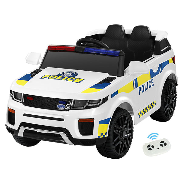 Rigo Kids Ride On Car Electric Patrol Police Toy Cars Remote Control 12V White RIGO