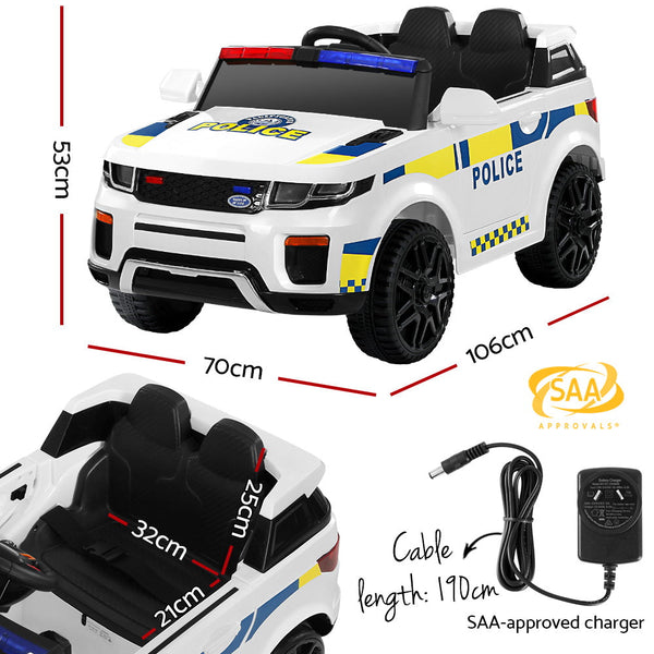 Rigo Kids Ride On Car Electric Patrol Police Toy Cars Remote Control 12V White RIGO