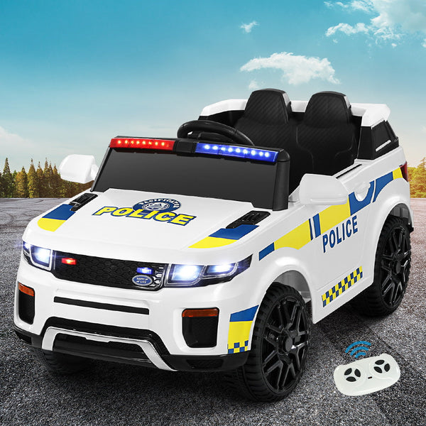 Rigo Kids Ride On Car Electric Patrol Police Toy Cars Remote Control 12V White RIGO