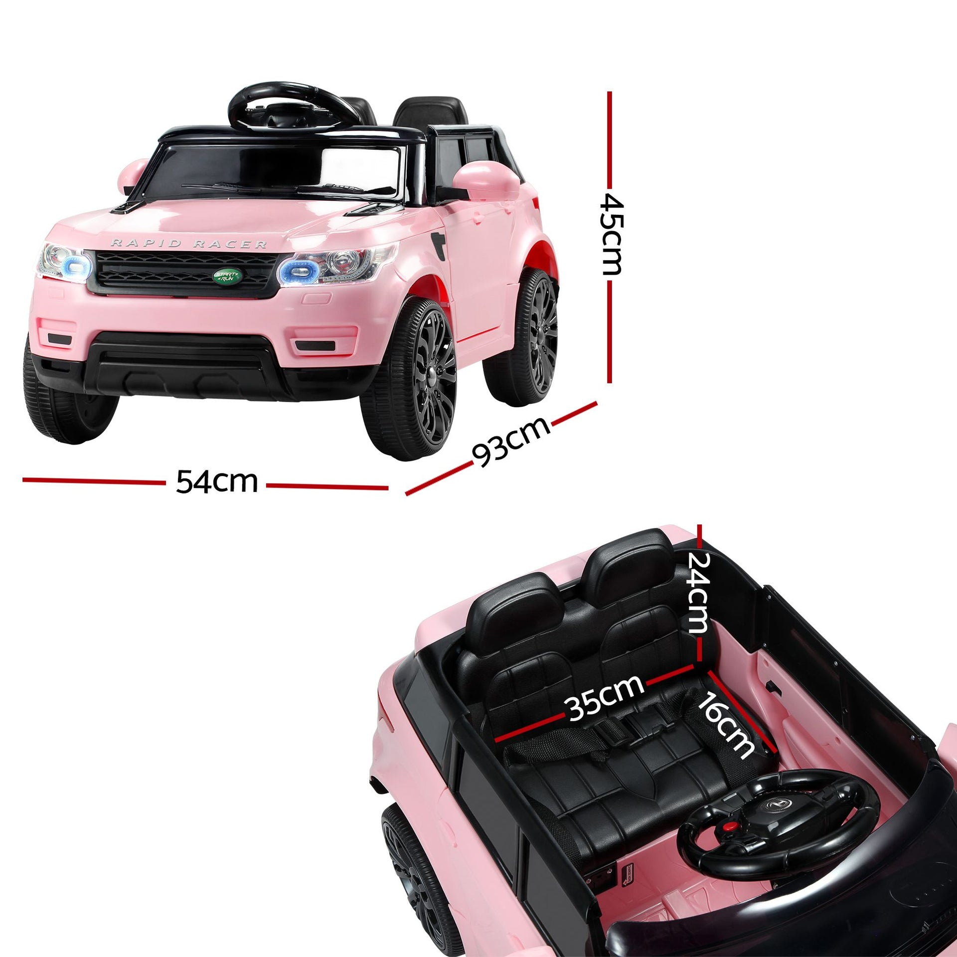 Rigo Kids Electric Ride On Car Black Pink Ride-On Toy with Remote Control Rigo