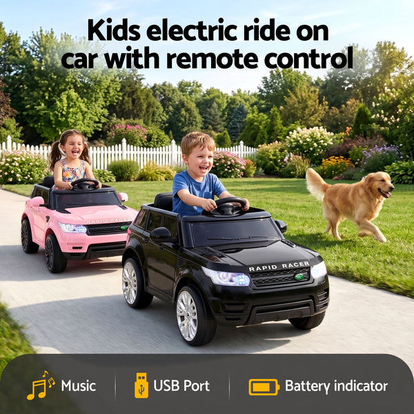 Rigo Kids Electric Ride On Car Black Pink Ride-On Toy with Remote Control Rigo