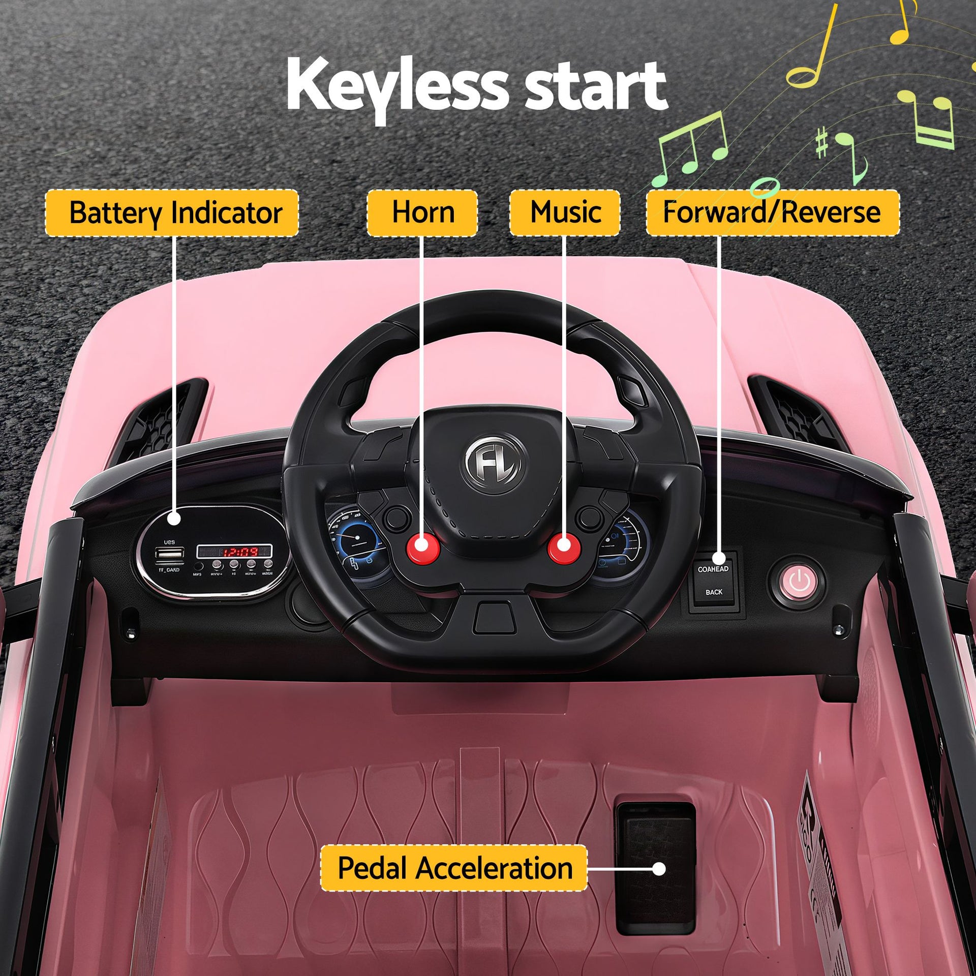 Rigo Kids Electric Ride On Car Black Pink Ride-On Toy with Remote Control Rigo