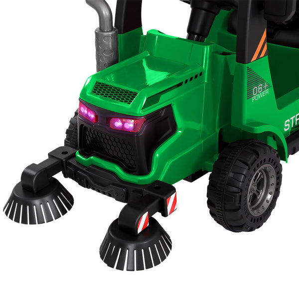 Rigo Kids Ride On Car Street Sweeper Truck w/Rotating Brushes Garbage Cans Green RIGO