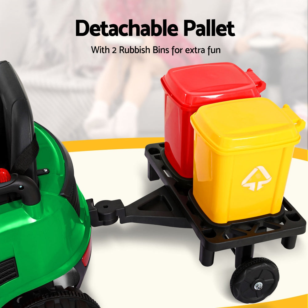 Rigo Kids Ride On Car Street Sweeper Truck w/Rotating Brushes Garbage Cans Green RIGO