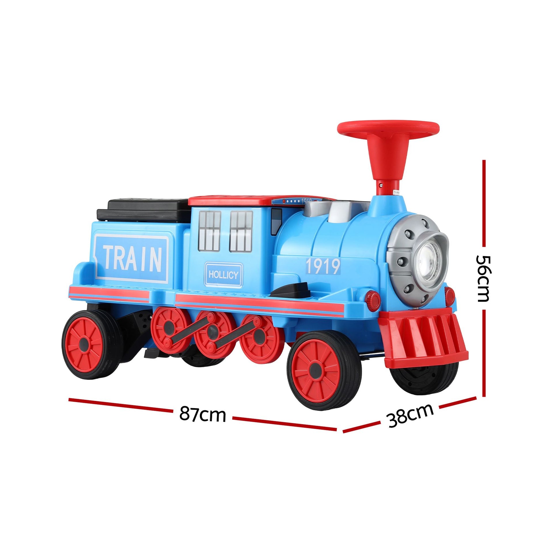 Rigo Kids Ride on Car Train 12V Electric Toy 2 Seaters Storage 87cm Blue Awezingly