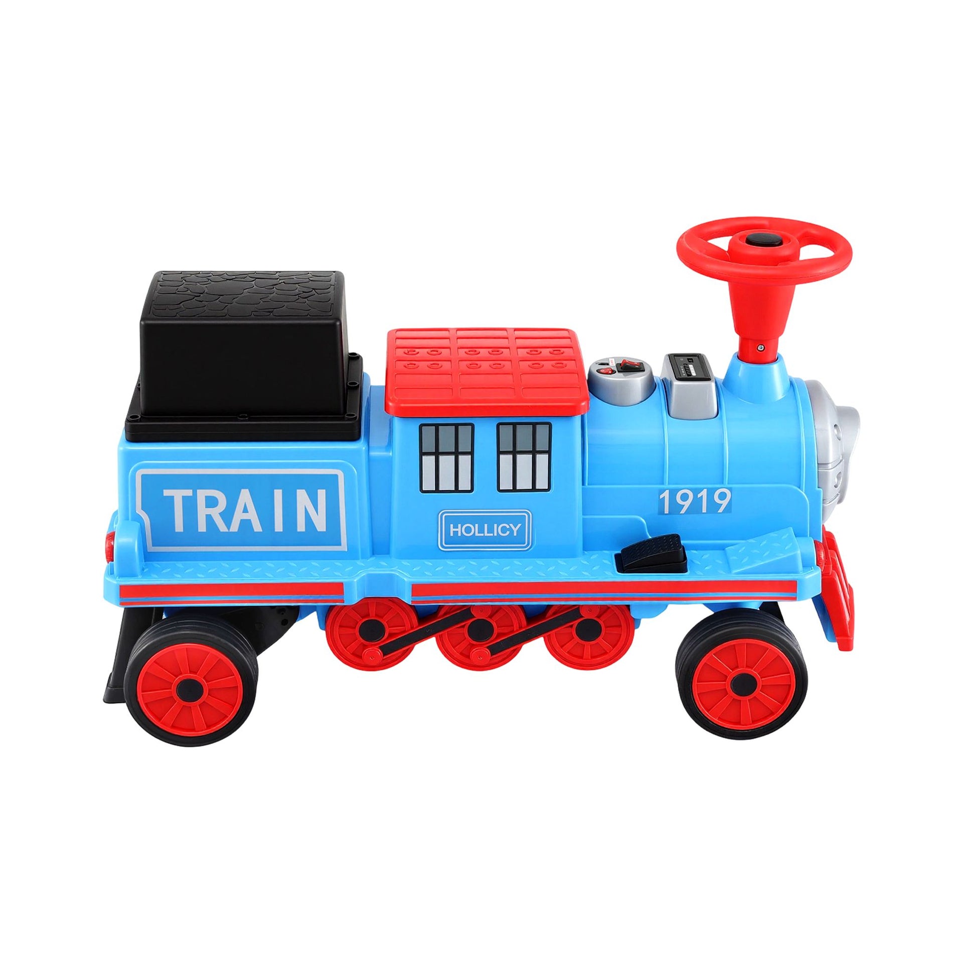 Rigo Kids Ride on Car Train 12V Electric Toy 2 Seaters Storage 87cm Blue Awezingly