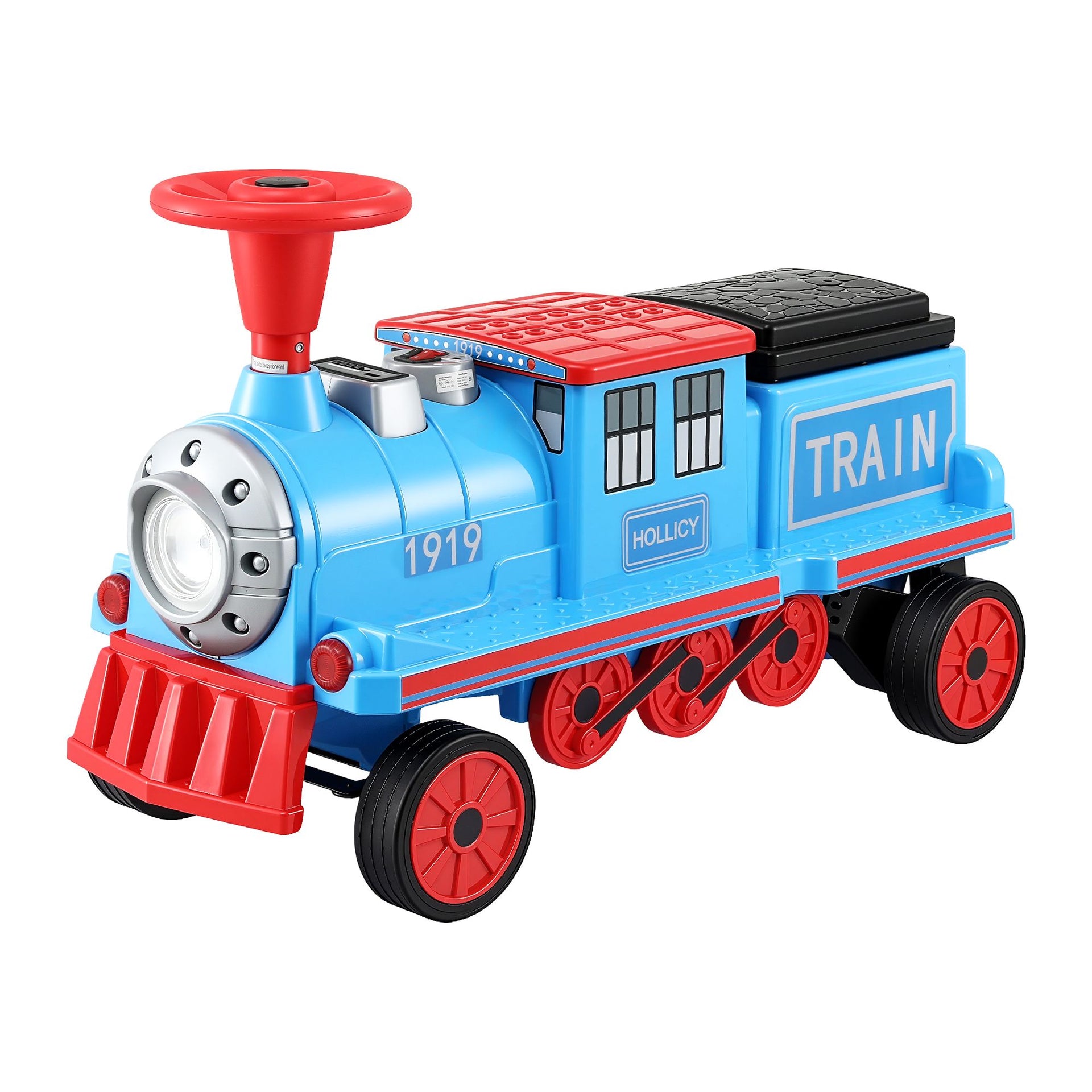 Rigo Kids Ride on Car Train 12V Electric Toy 2 Seaters Storage 87cm Blue Awezingly