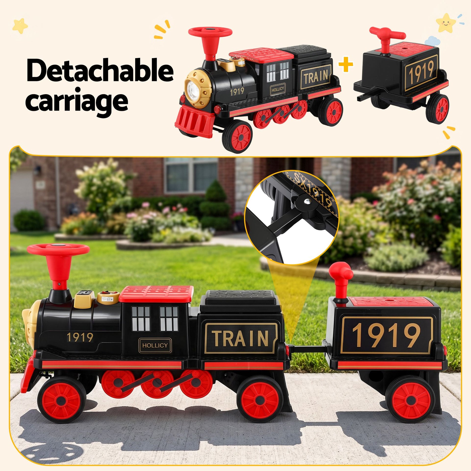 Rigo Kids Ride on Car Train 12V Electric Toy 2 Seater 136cm Awezingly