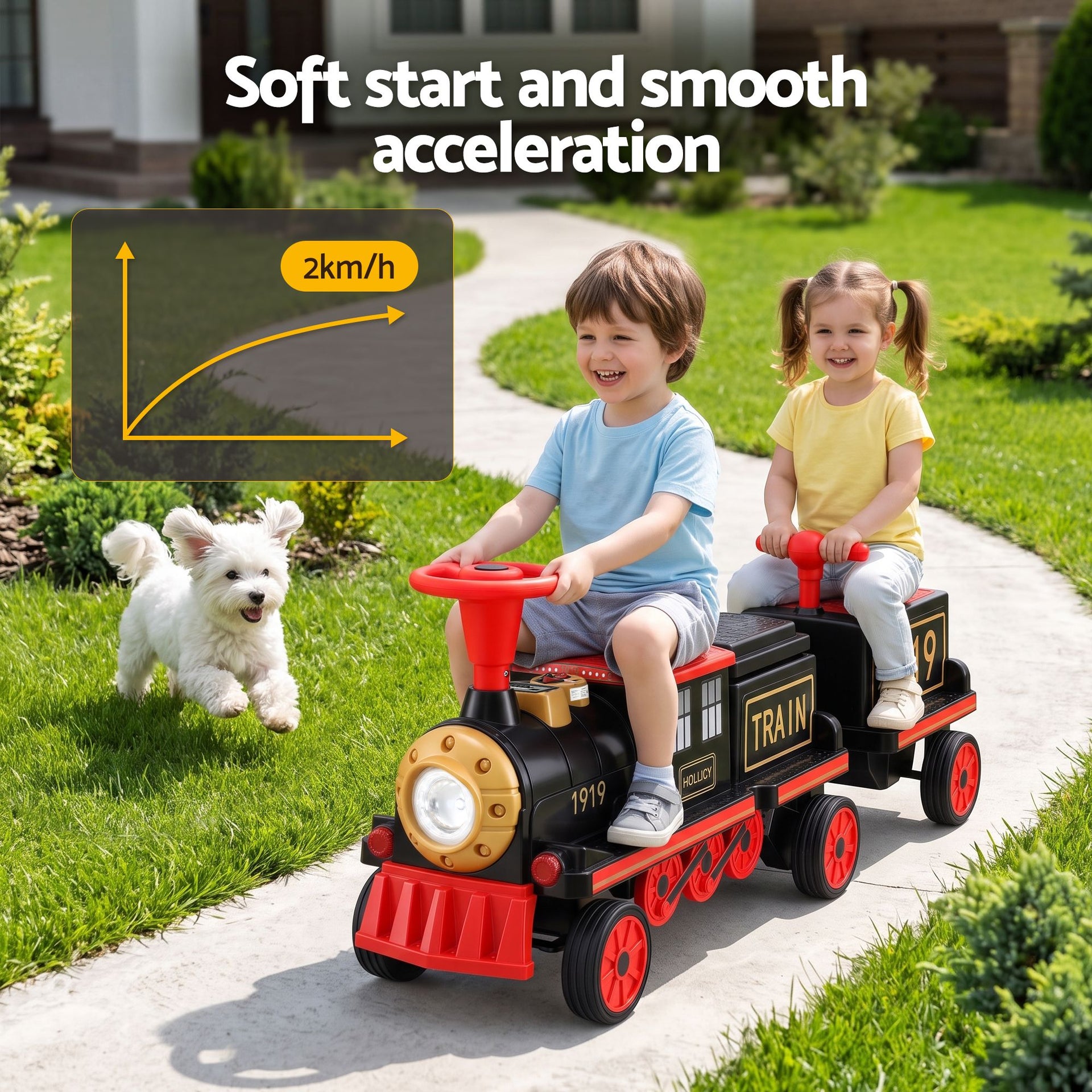 Rigo Kids Ride on Car Train 12V Electric Toy 2 Seater 136cm Awezingly
