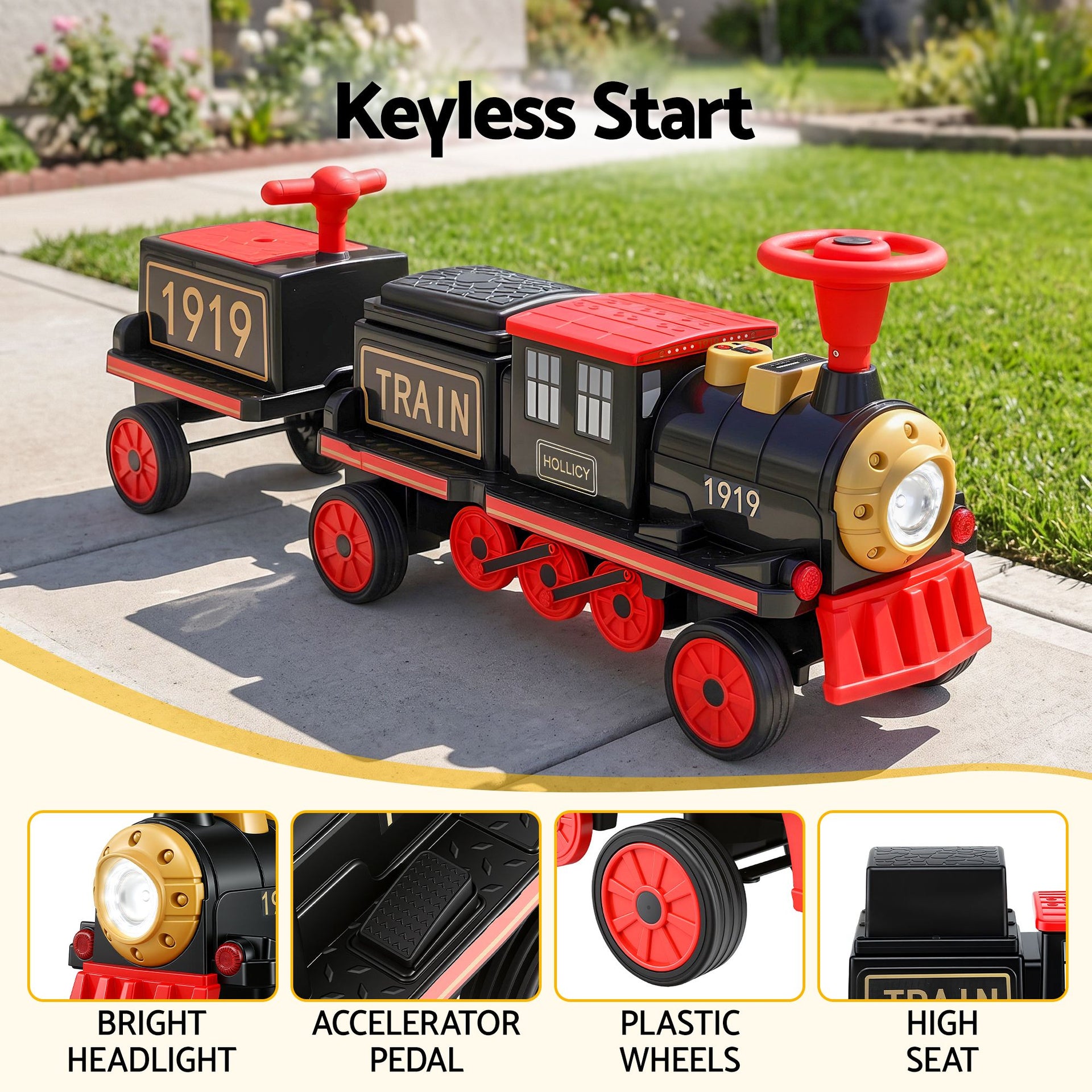 Rigo Kids Ride on Car Train 12V Electric Toy 2 Seater 136cm Awezingly