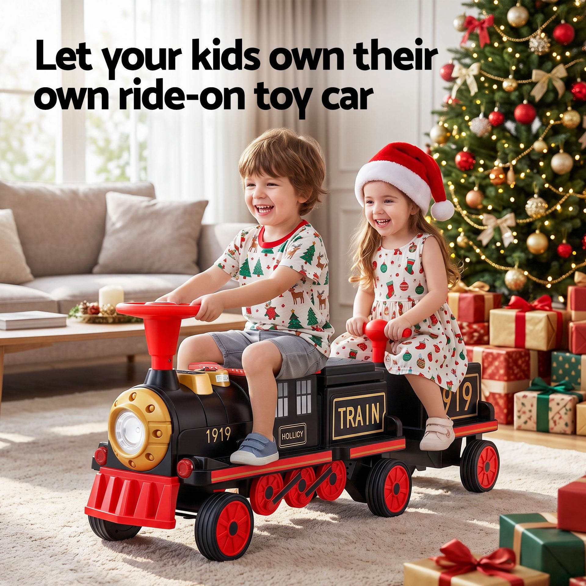 Rigo Kids Ride on Car Train 12V Electric Toy 2 Seater 136cm Awezingly