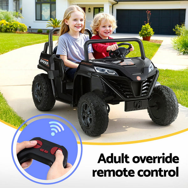 Rigo Kids Ride On Car Electric Toys Cars Headlight Music Remote Control Black Awezingly