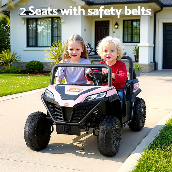 Rigo Kids Ride On Car Electric Toys Cars Headlight Music Remote Control Pink Awezingly