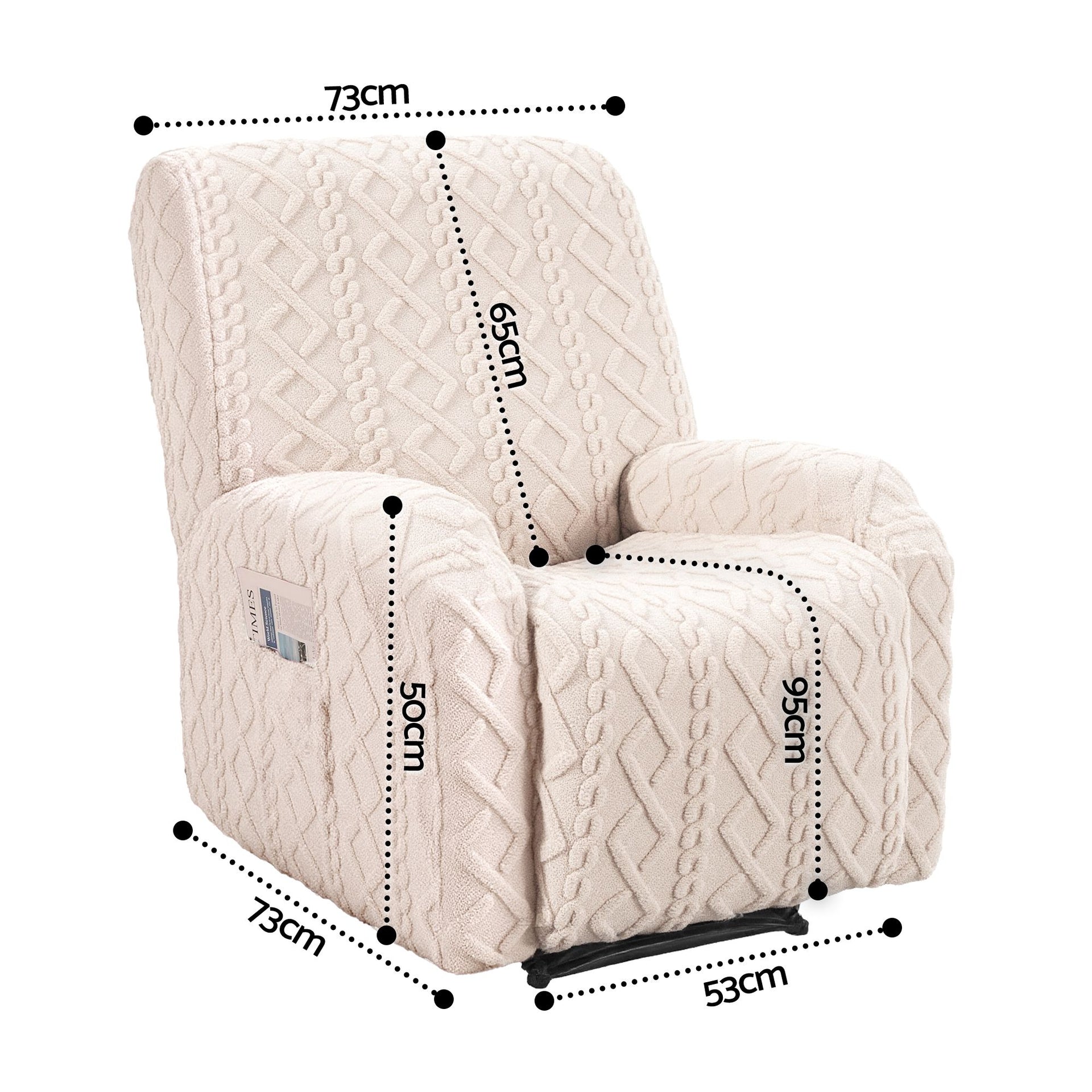 Artiss Recliner Chair Covers with Storage Side Pockets Beige Awezingly