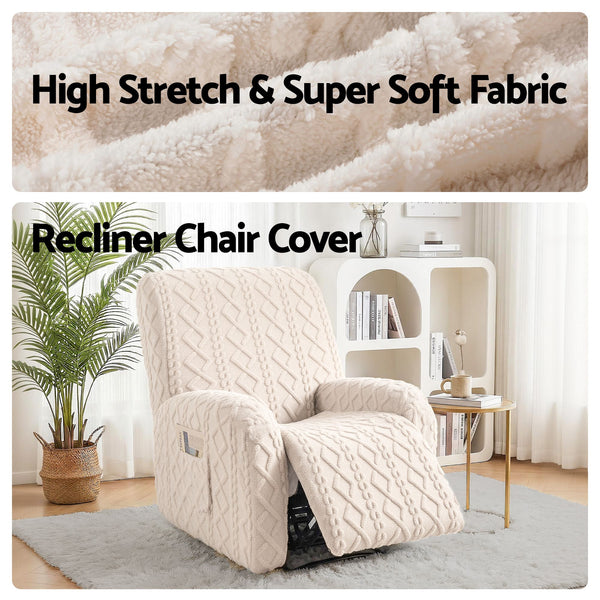 Artiss Recliner Chair Covers with Storage Side Pockets Beige Awezingly