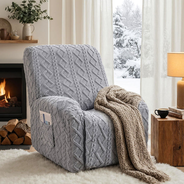 Artiss Recliner Chair Covers with Storage Side Pockets Grey Awezingly