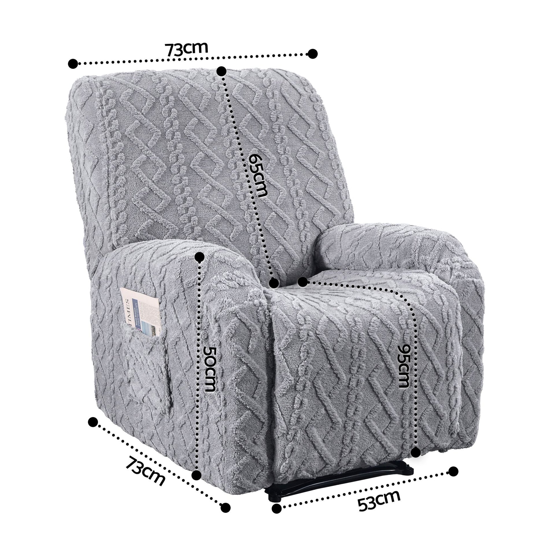 Artiss Recliner Chair Covers with Storage Side Pockets Grey Awezingly