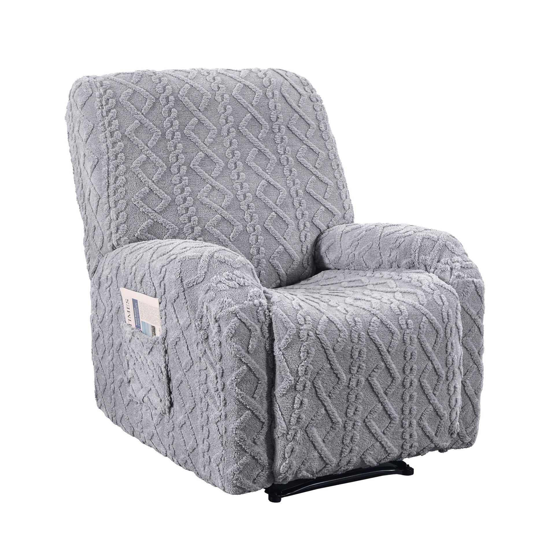 Artiss Recliner Chair Covers with Storage Side Pockets Grey Awezingly