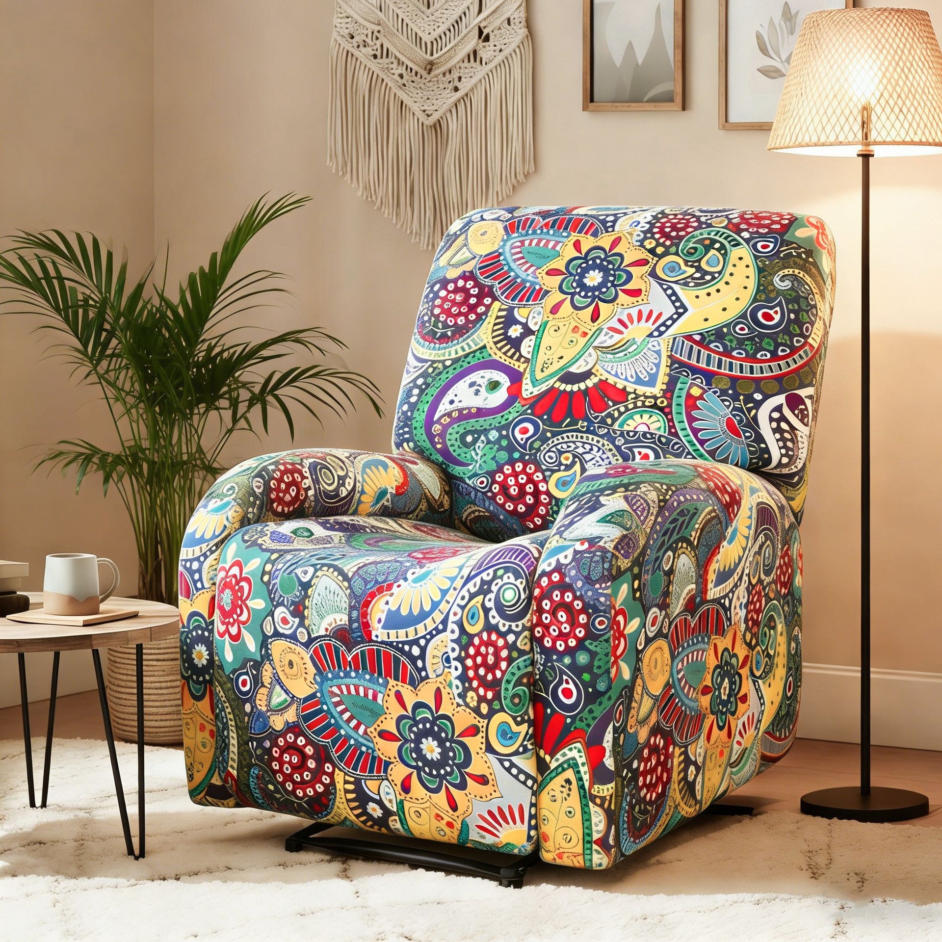 Artiss Stretch Kids Recliner Cover 4-Pieces Recliner Chair Slipcovers Printed Polyester Awezingly