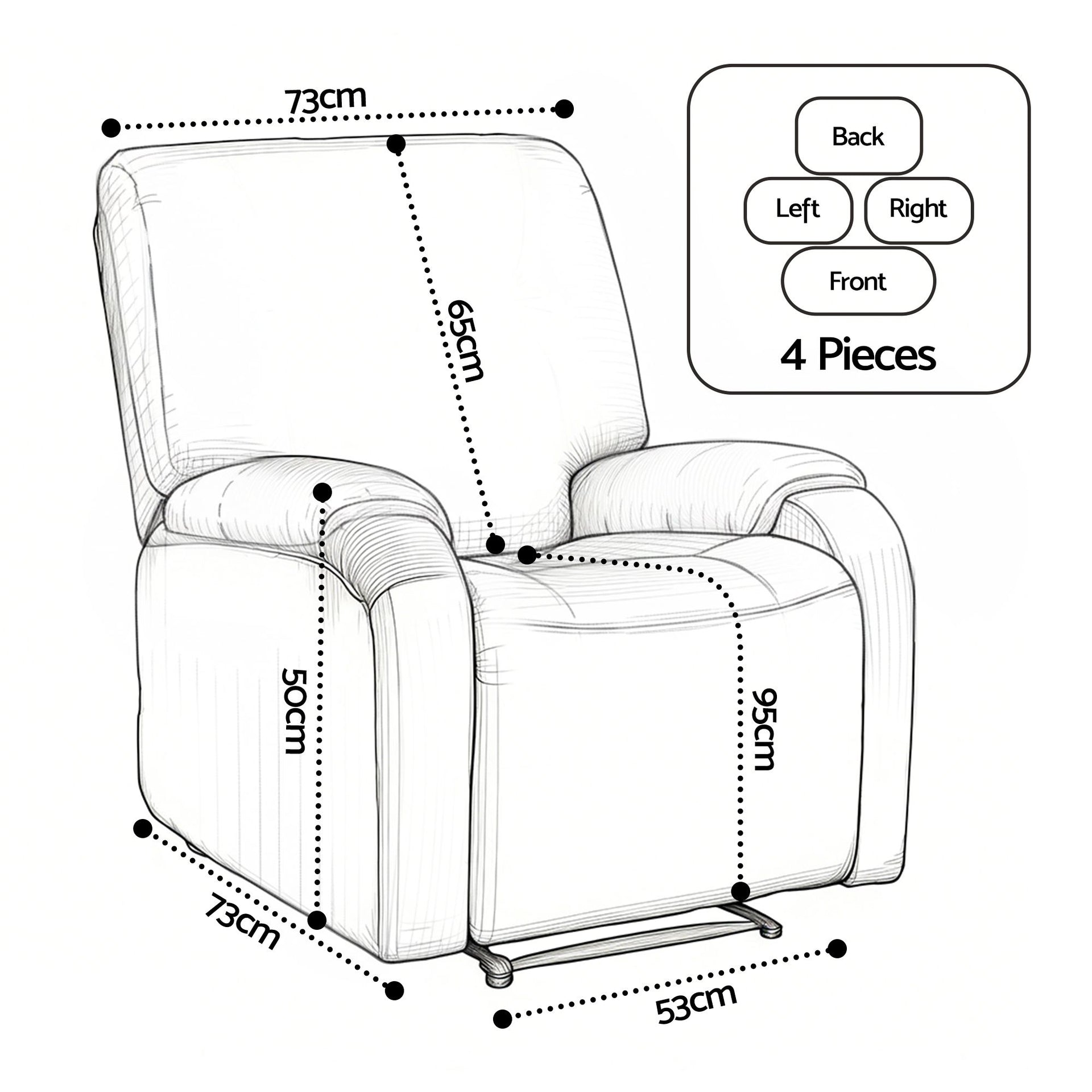 Artiss Stretch Kids Recliner Cover 4-Pieces Recliner Chair Slipcovers Printed Polyester Awezingly