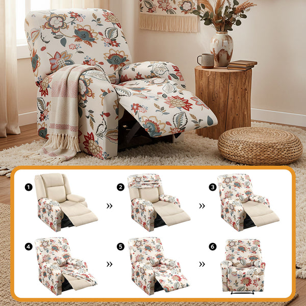 Artiss Stretch Kids Recliner Cover 4-Pieces Recliner Chair Slipcovers Printed Polyester Awezingly