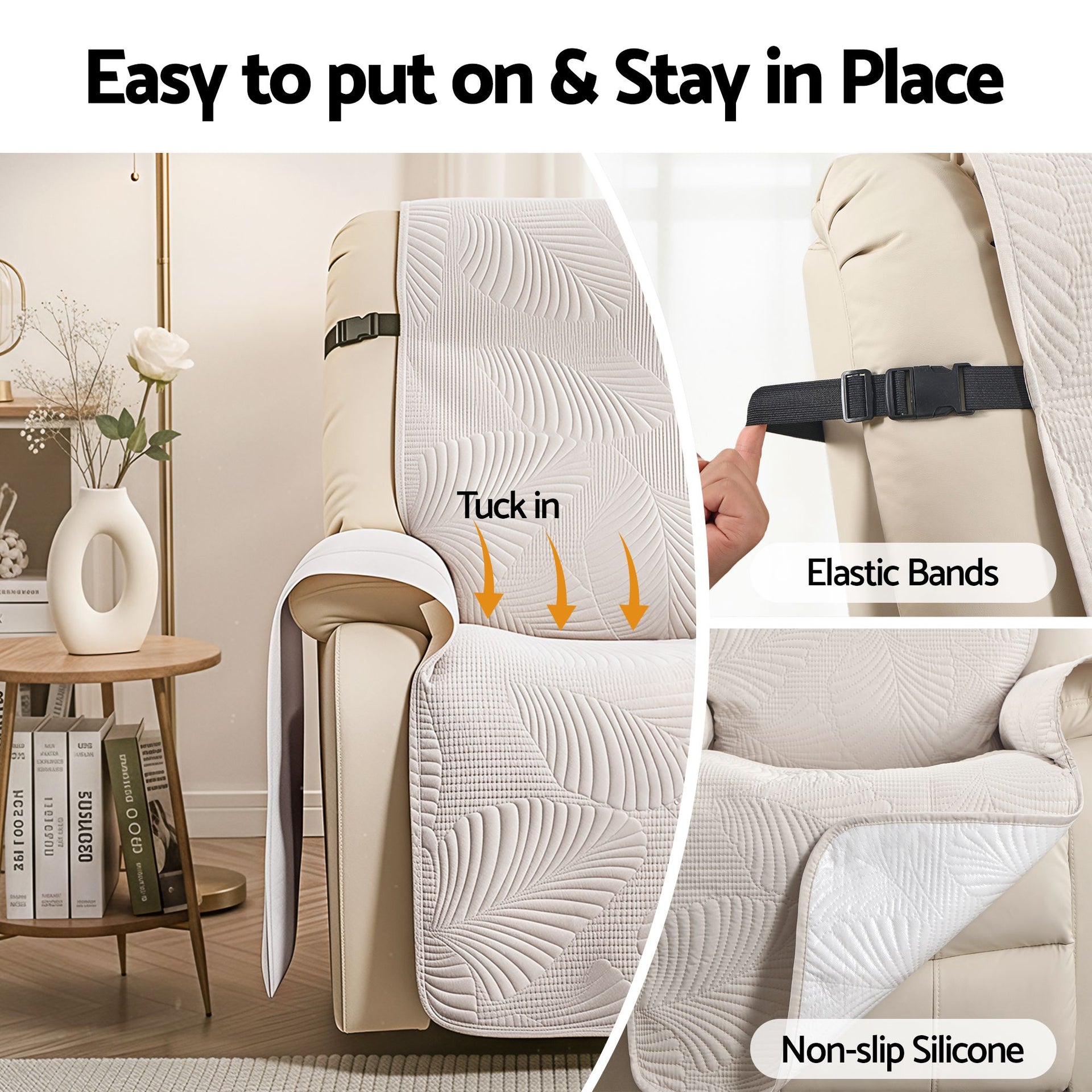 Artiss Quilted Recliner Chair Covers 100% Waterproof Recliner Slipcovers Awezingly