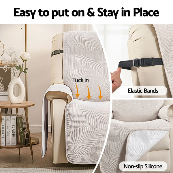 Artiss Quilted Recliner Chair Covers 100% Waterproof Recliner Slipcovers Awezingly