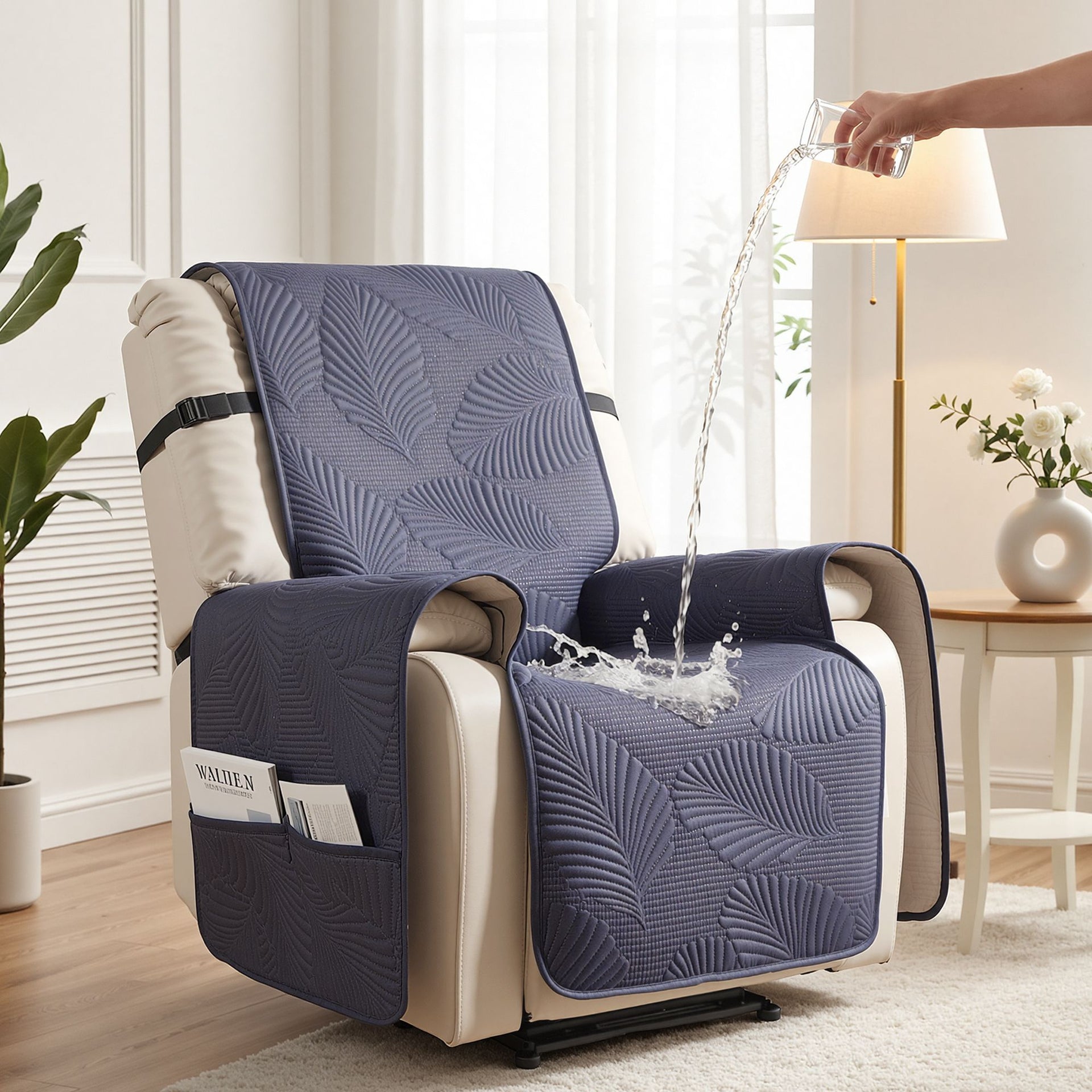 Artiss Quilted Recliner Chair Covers 100% Waterproof Recliner Slipcovers Grey Awezingly
