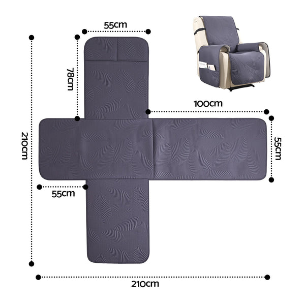 Artiss Quilted Recliner Chair Covers 100% Waterproof Recliner Slipcovers Grey Awezingly