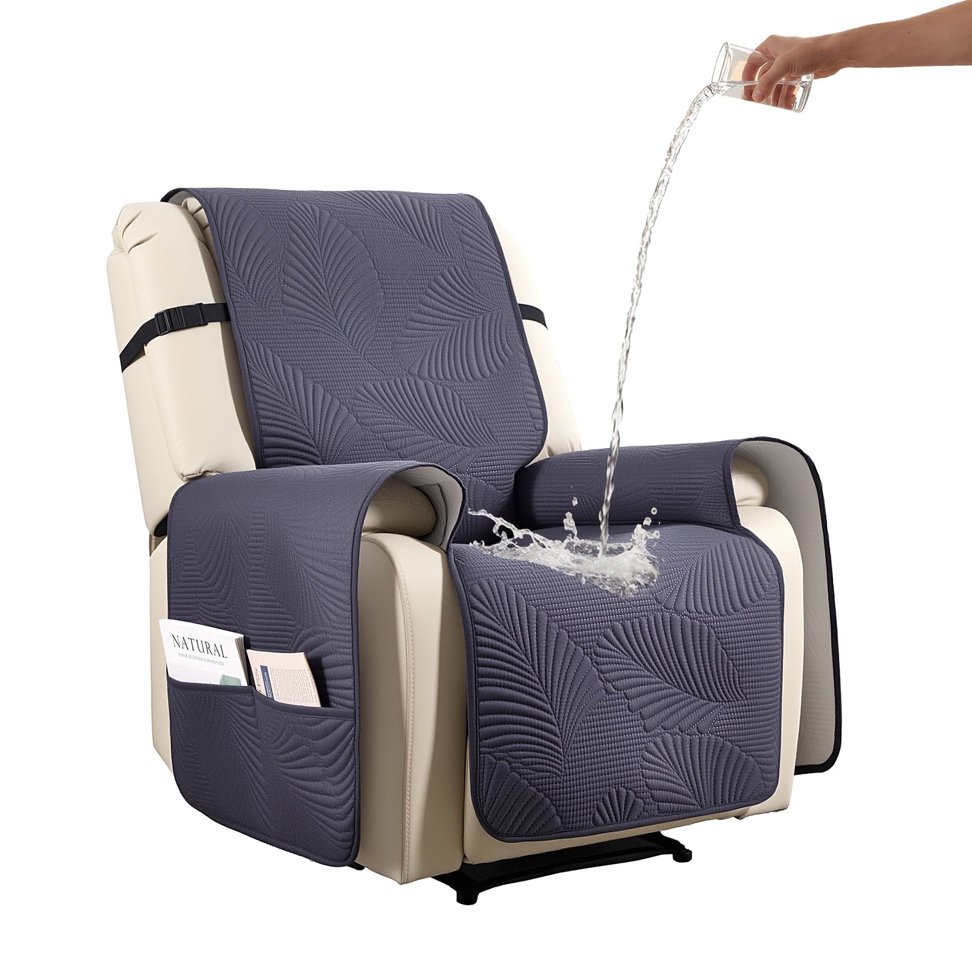 Artiss Quilted Recliner Chair Covers 100% Waterproof Recliner Slipcovers Grey Awezingly