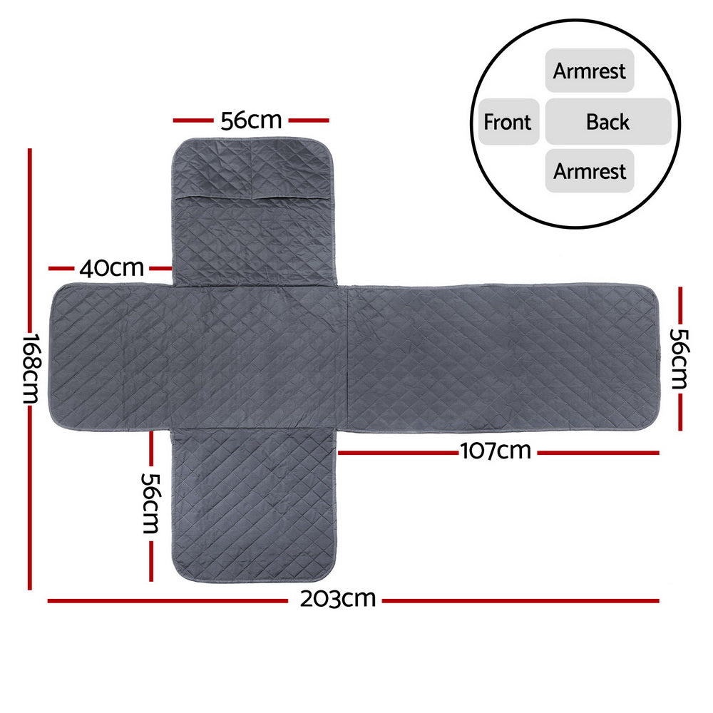 Artiss Recliner Chair Cover 100% Water Resistant Grey Artiss