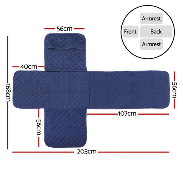 Artiss Recliner Chair Cover 100% Water Resistant Navy Artiss