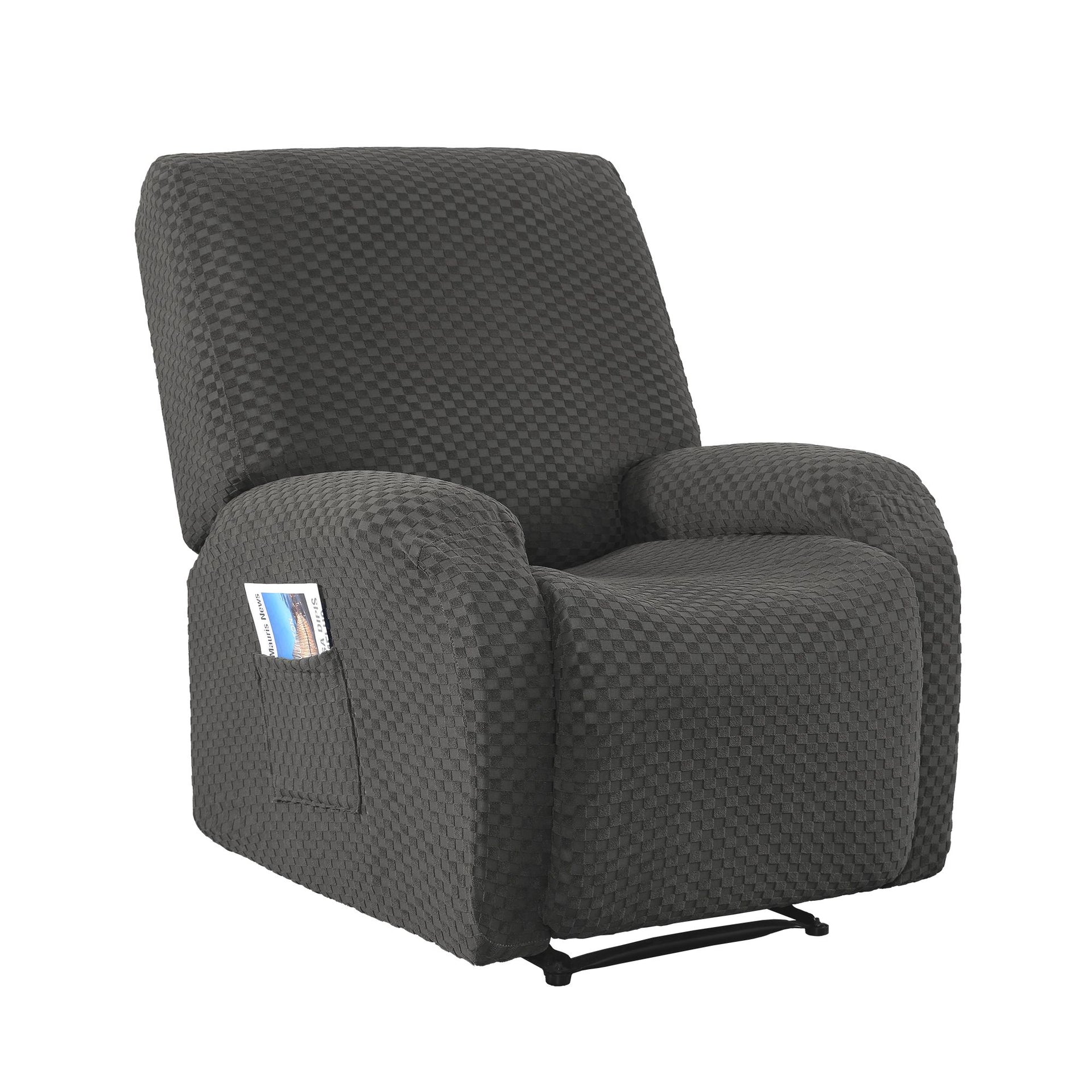 Artiss Recliner Chair Covers with Storage Side Pockets Grey Fabric Awezingly