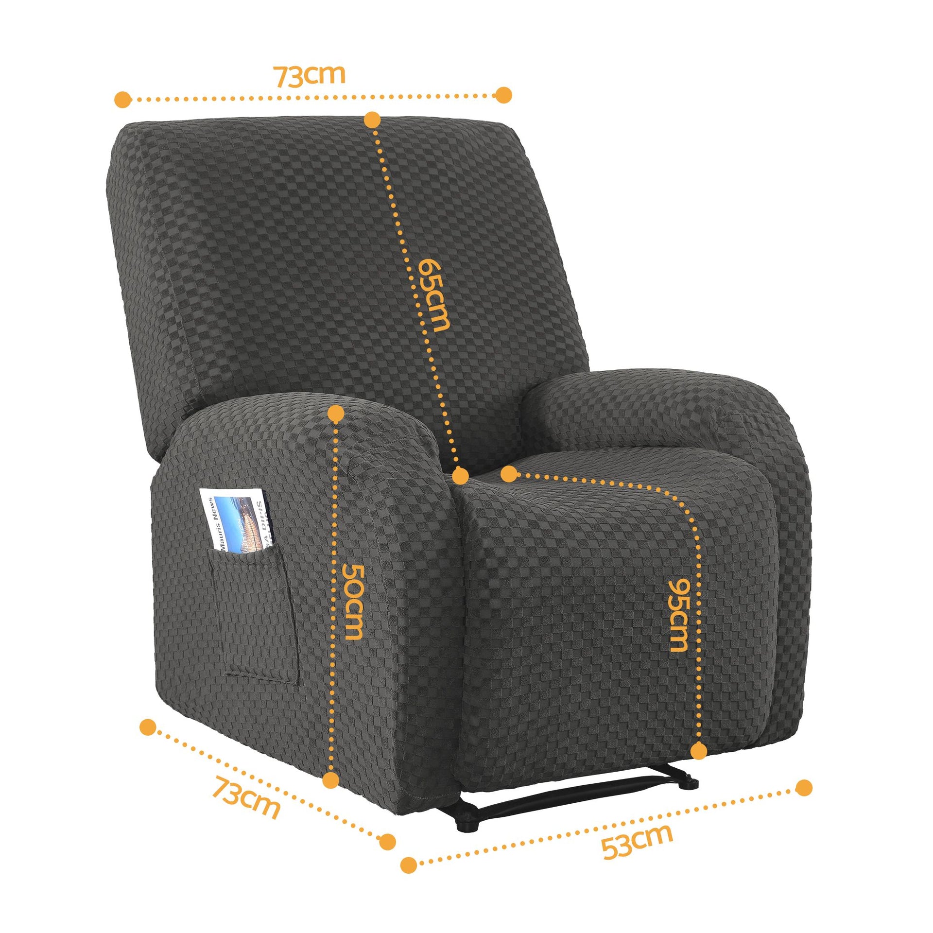 Artiss Recliner Chair Covers with Storage Side Pockets Grey Fabric Awezingly