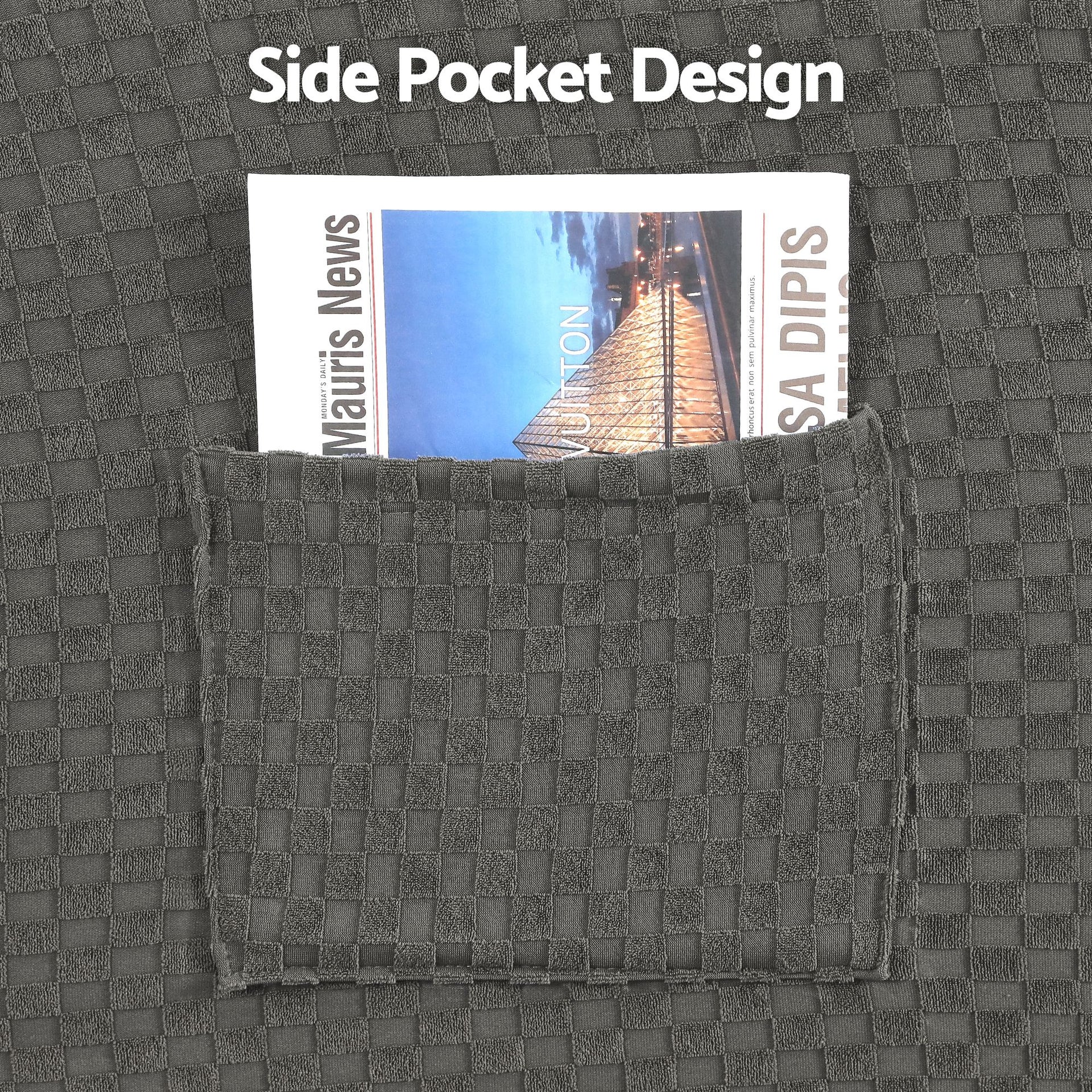 Artiss Recliner Chair Covers with Storage Side Pockets Grey Fabric Awezingly
