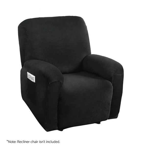 Artiss Recliner Chair Covers 1 Seater Velvet Black Artiss