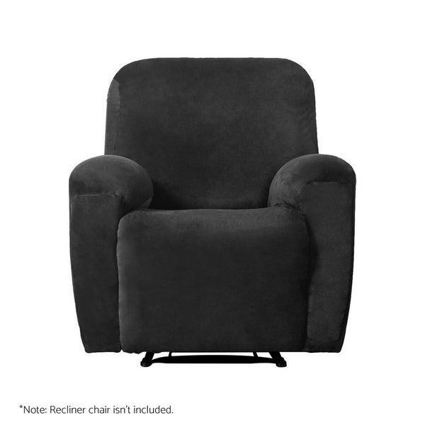 Artiss Recliner Chair Covers 1 Seater Velvet Black Artiss